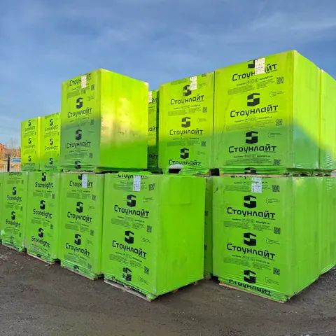 Газоблок Стоунлайт на палетах у заводській плівці, фото 1